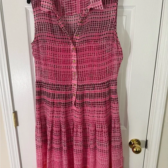 Calvin Klein | Dresses | Calvin Klein Pink And Black Pleated Midi Sundress  | Poshmark